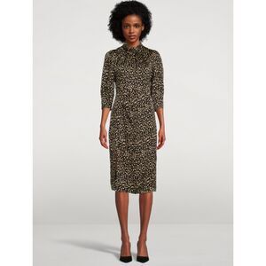 Ba&sh NWT Edmee Smocked Printed Midi Dress Women’s Size Medium Black Casual